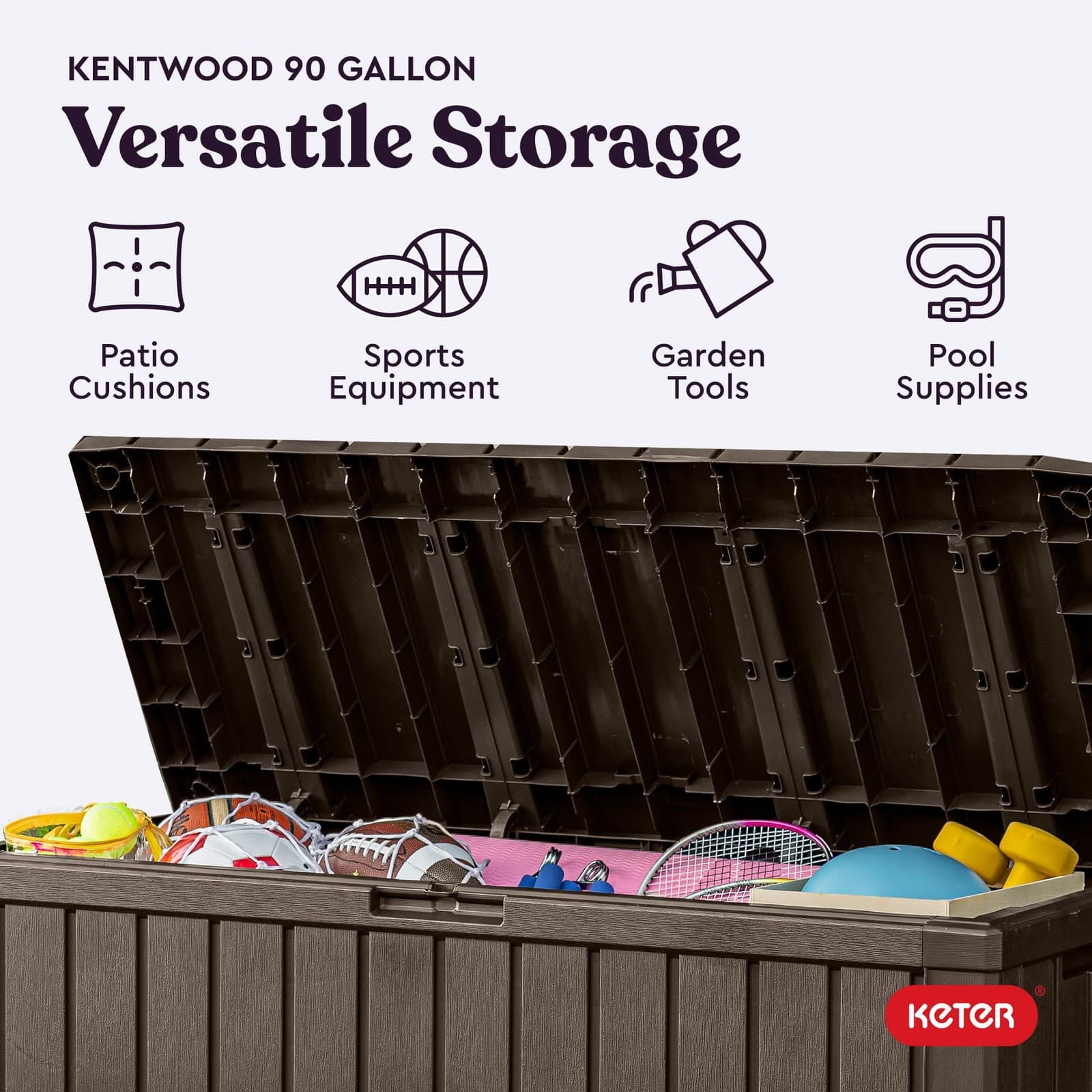 Kentwood 92 Gallon Resin Deck Box-Organization and Storage for Patio Furnitur... 4