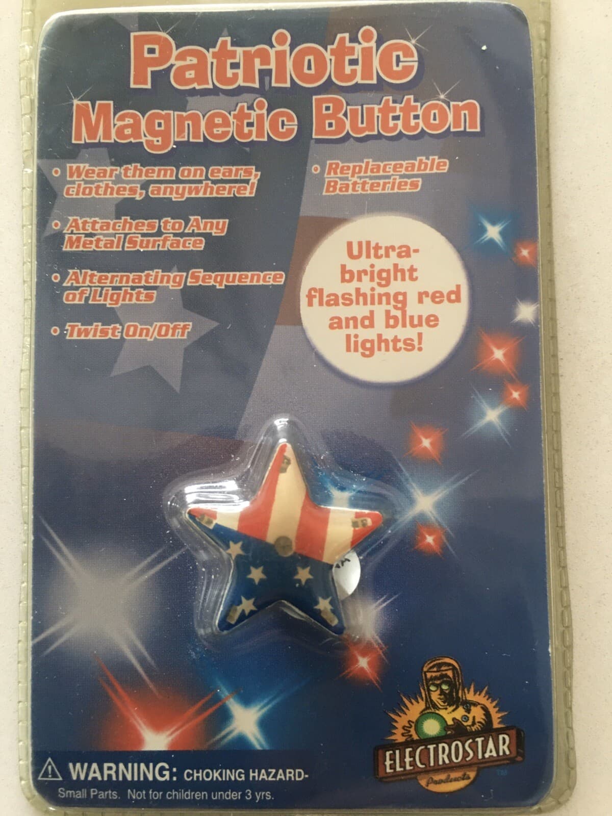 Patriotic Magnetic Button, Ultra Bright Flashing Light  3