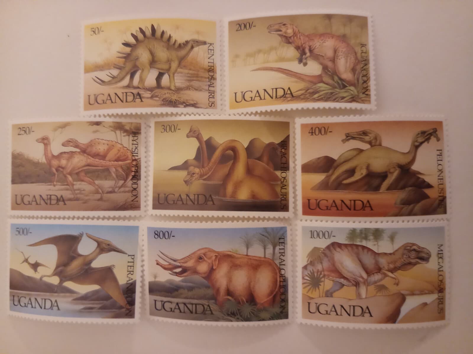 Uganda Dinosaurs - 1992 Complete Set of 6 Stamps MNH Sc#996-1003