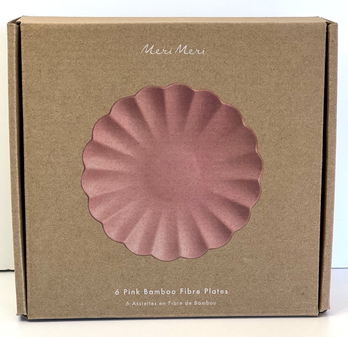 Meri Meri PINK Reusable Bamboo Plates (Pack of 6) Scalloped 7 3/4”x7 3/4” NEW 4
