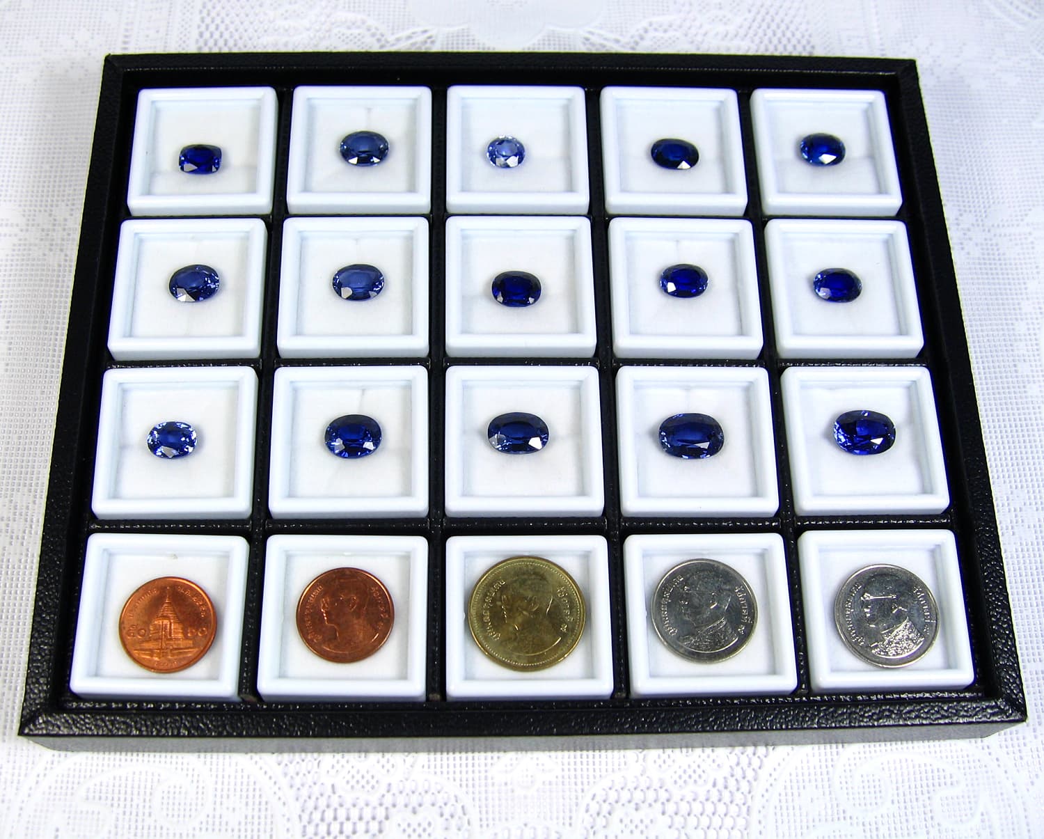 TRAVEL TRAY HOLDER ORGANIZER DISPLAY SHOW CASE GEM 15x18 CM WITH 20 JARS 3X3 CM 2