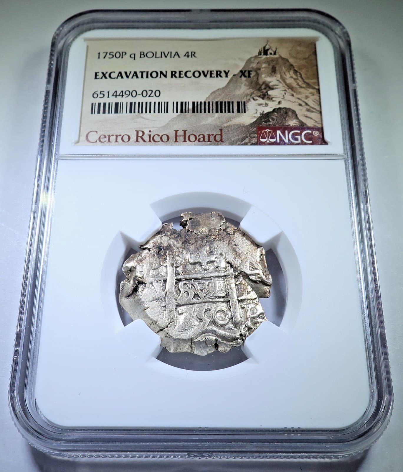 NGC XF Two Dates Cerro Rico Hoard 1750 Spanish Bolivia 4 Reales Silver Cob Coin