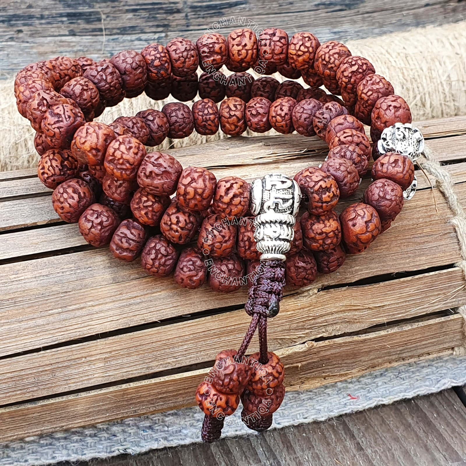 Tibetan Rudraksha Seed Mala: 108 Prayer Beads, Om Mani Padme Hum 5