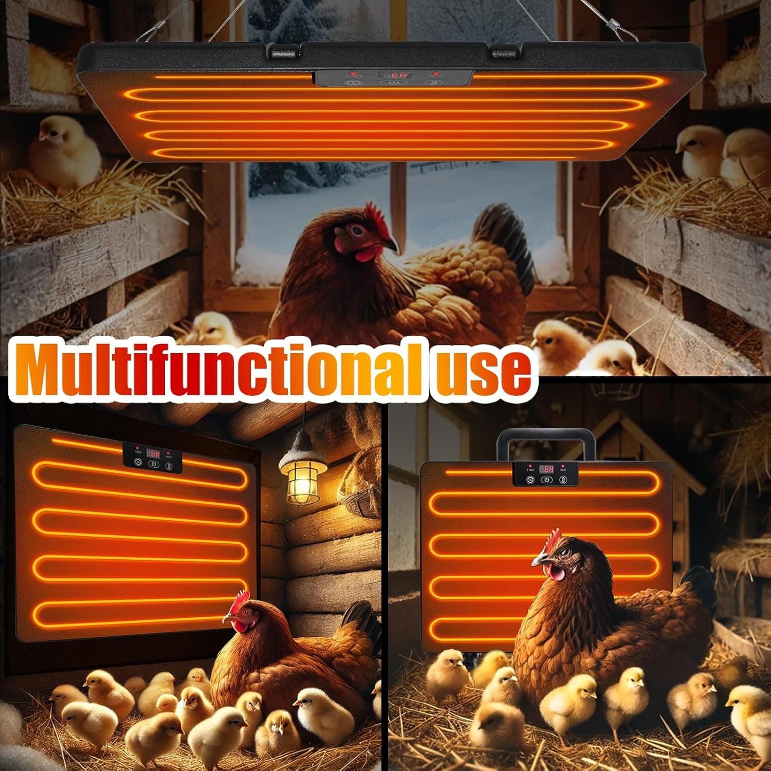 Chicken Coop Heater, Safe Radiant Space Heat Energy Chick Pet Cat Dog Warmer 5