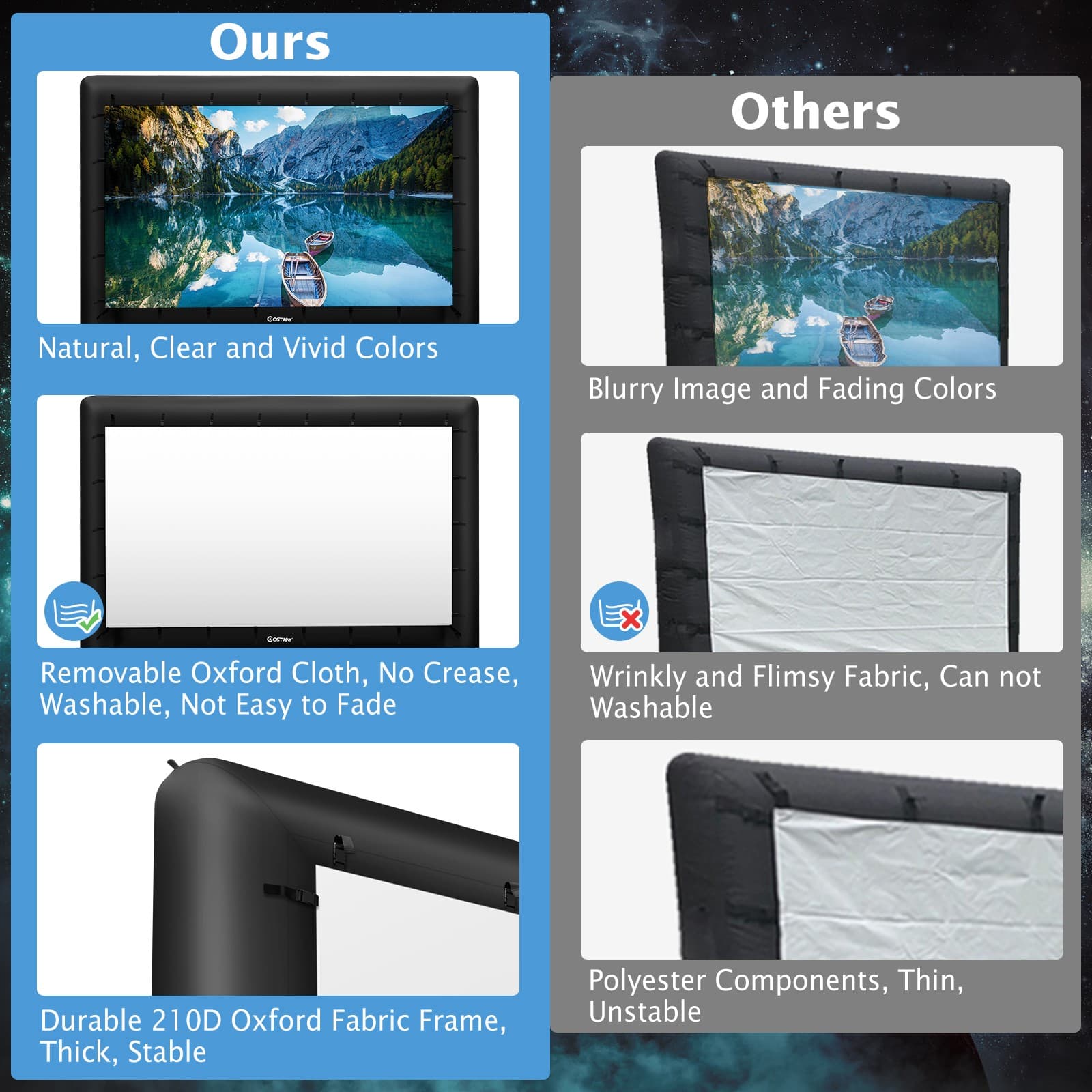 15 Ft Inflatable Movie Screen Outdoor Projector Screen w/ Air Blower Carry Bag 6