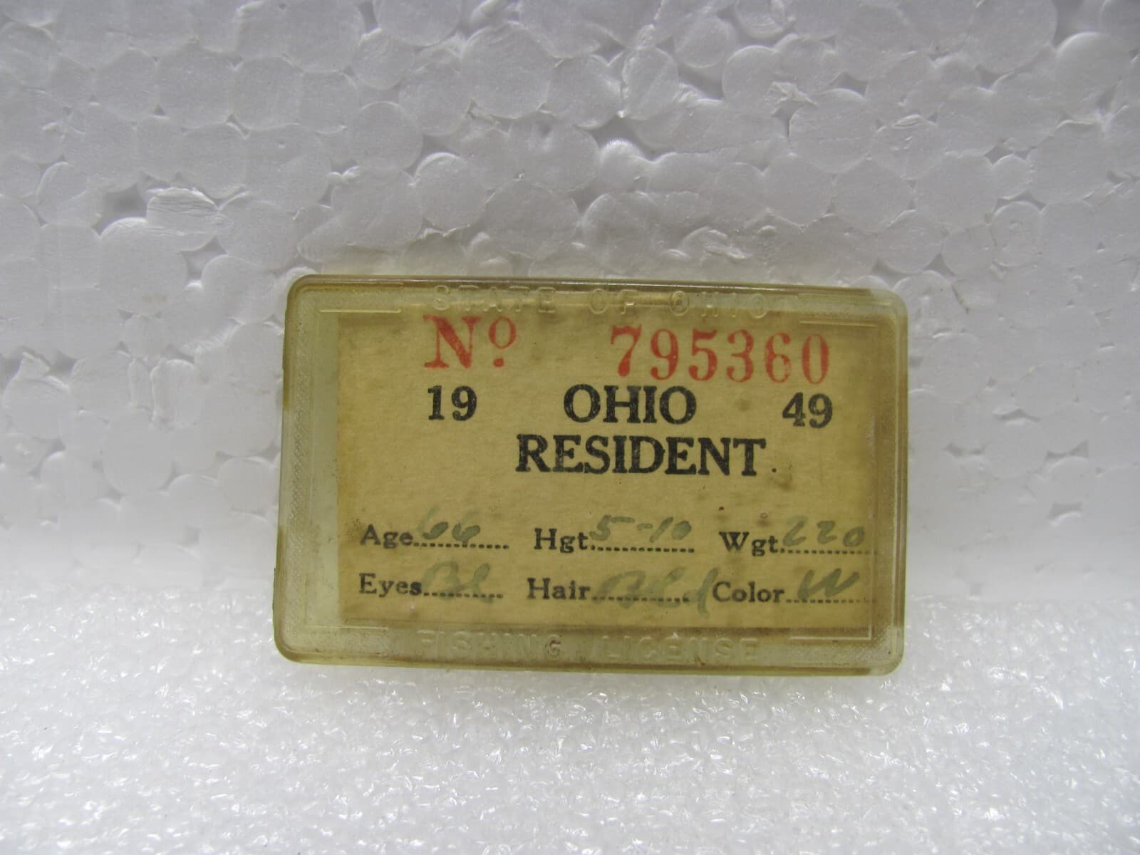 Nice Pre-Owned 1949 Ohio Fishing License in Pin Back Holder 2