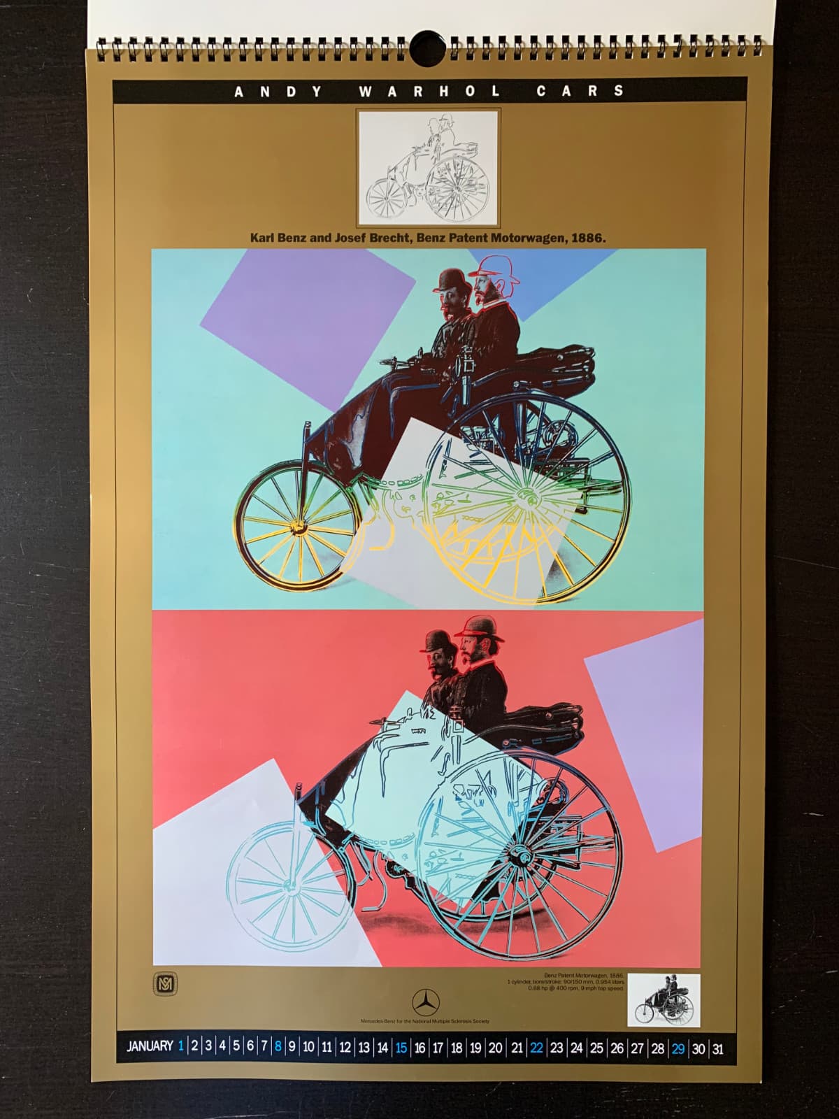 ANDY WARHOL Mercedes-Benz Cars 1989 Calendar 14.5x22 by Harris Lewine Pop Art Ad 6