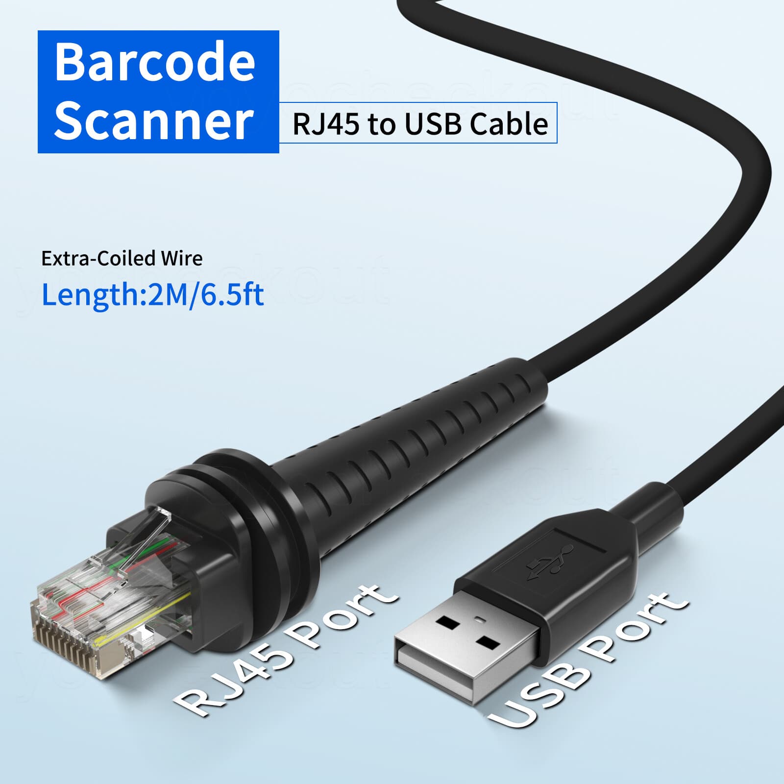 5PCS Barcode Scanner Cable For USB to RJ45 Honeywell Scanner 1500G 1900G-HD 2M 4