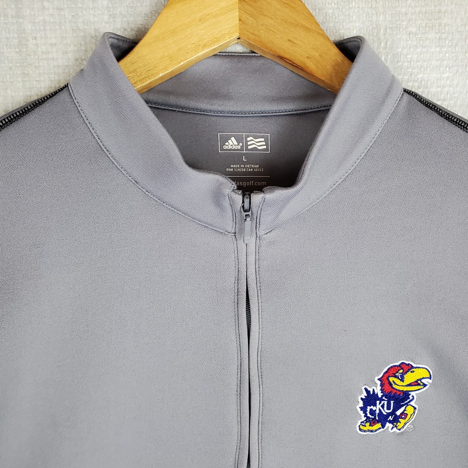 ADIDAS GOLF x KANSAS Size Large 1/4 Zip Performance Pullover Windbreaker Shirt 3