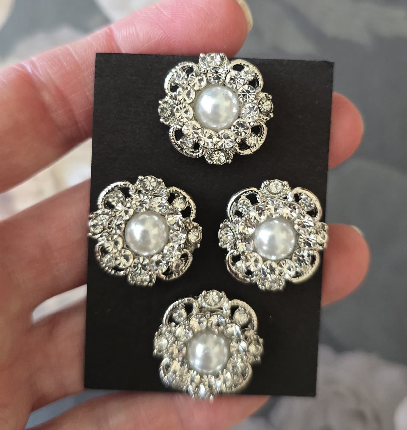 4 Pearly Silver Magnetic Pins. Horse Show magnets. Clothing magnetic dress Pins. 6