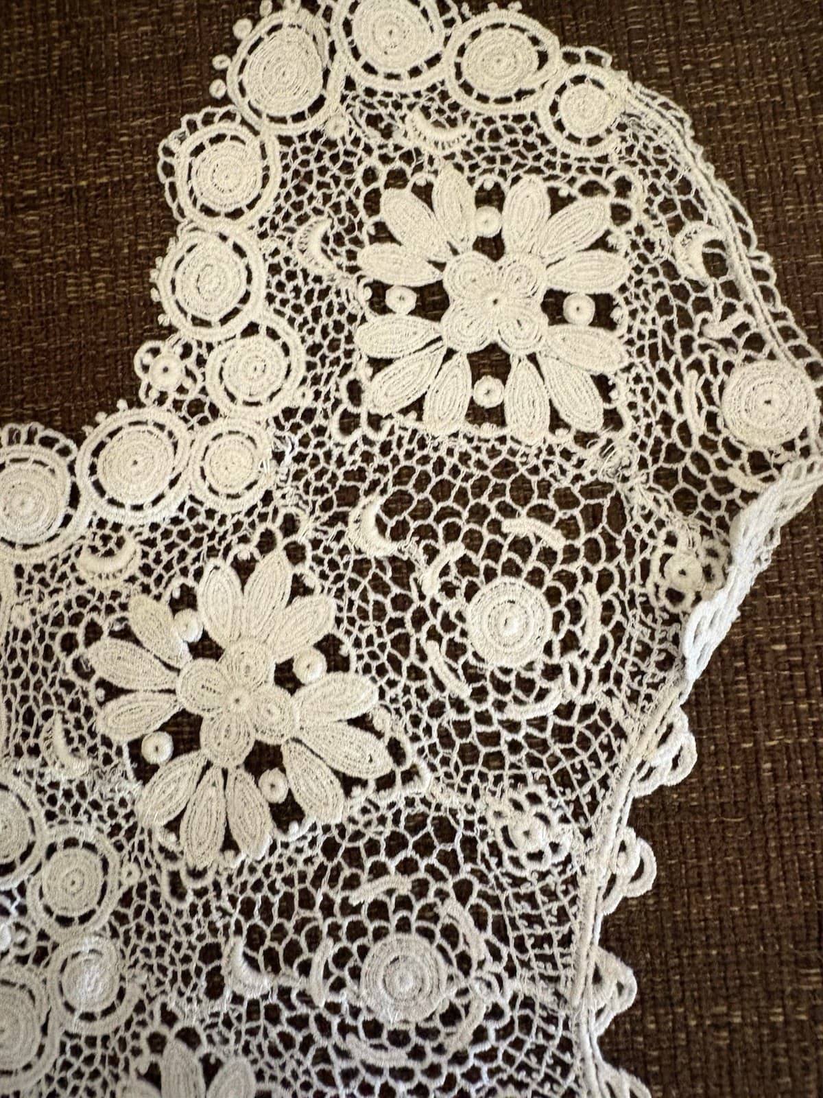 VICTORIAN LACE COLLAR FINE INTRICATE FLORAL NEEDLEWORK Ivory 5