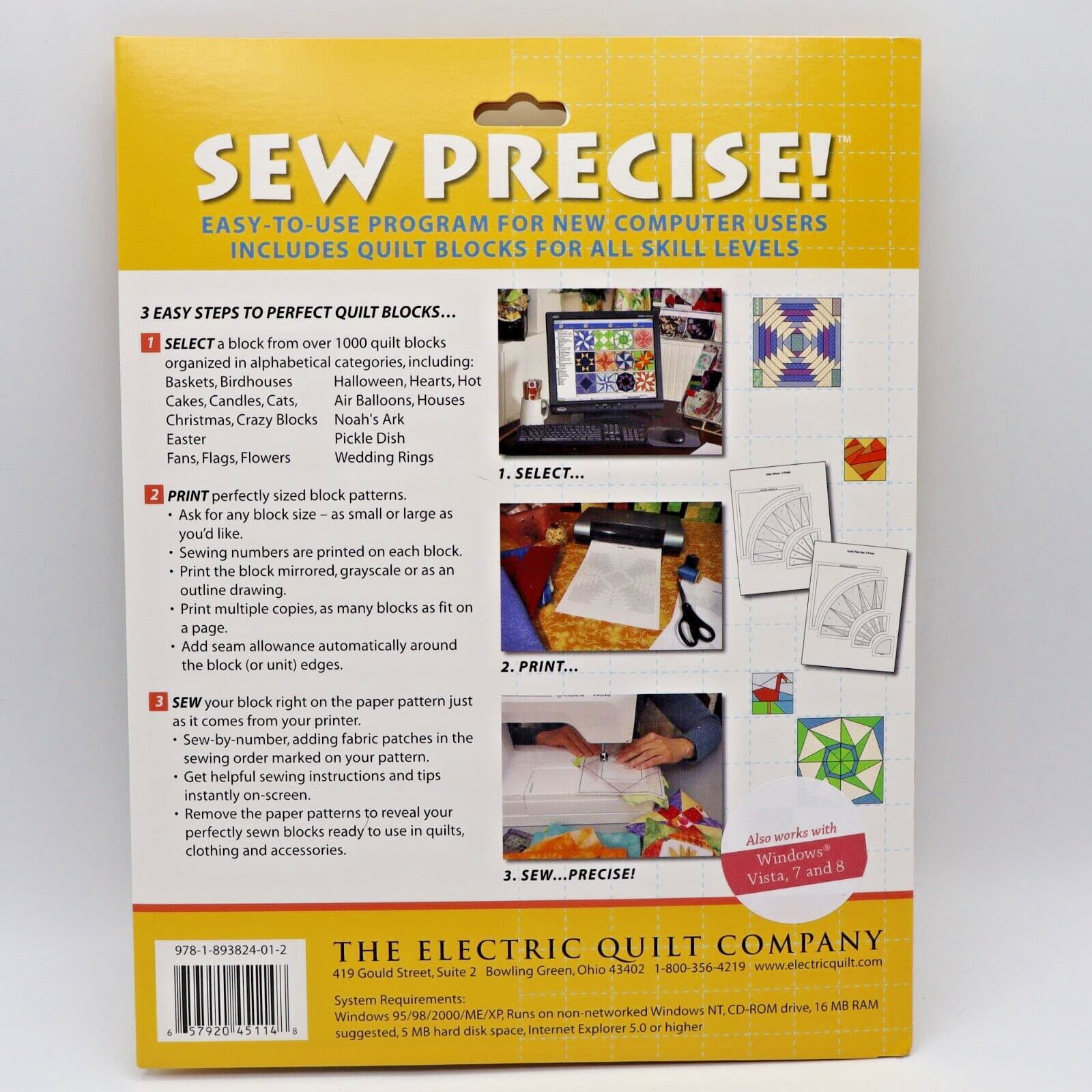 Sew Precise 1000+ Quilt Block Foundation Patterns CD Rom Electric Quilt Company 2