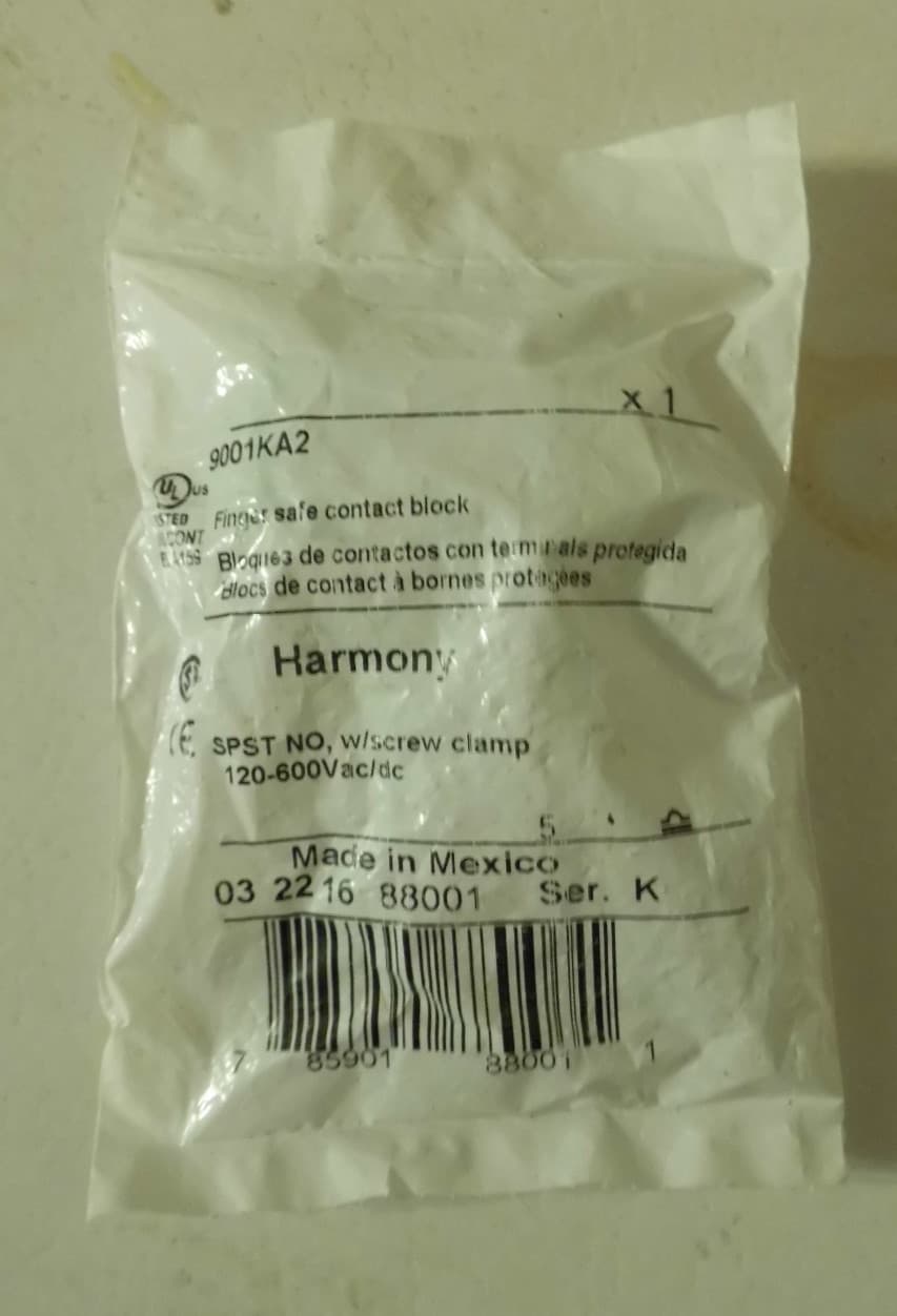 9001KA2 Push Button, 1NO  Finger Safe Contact Block