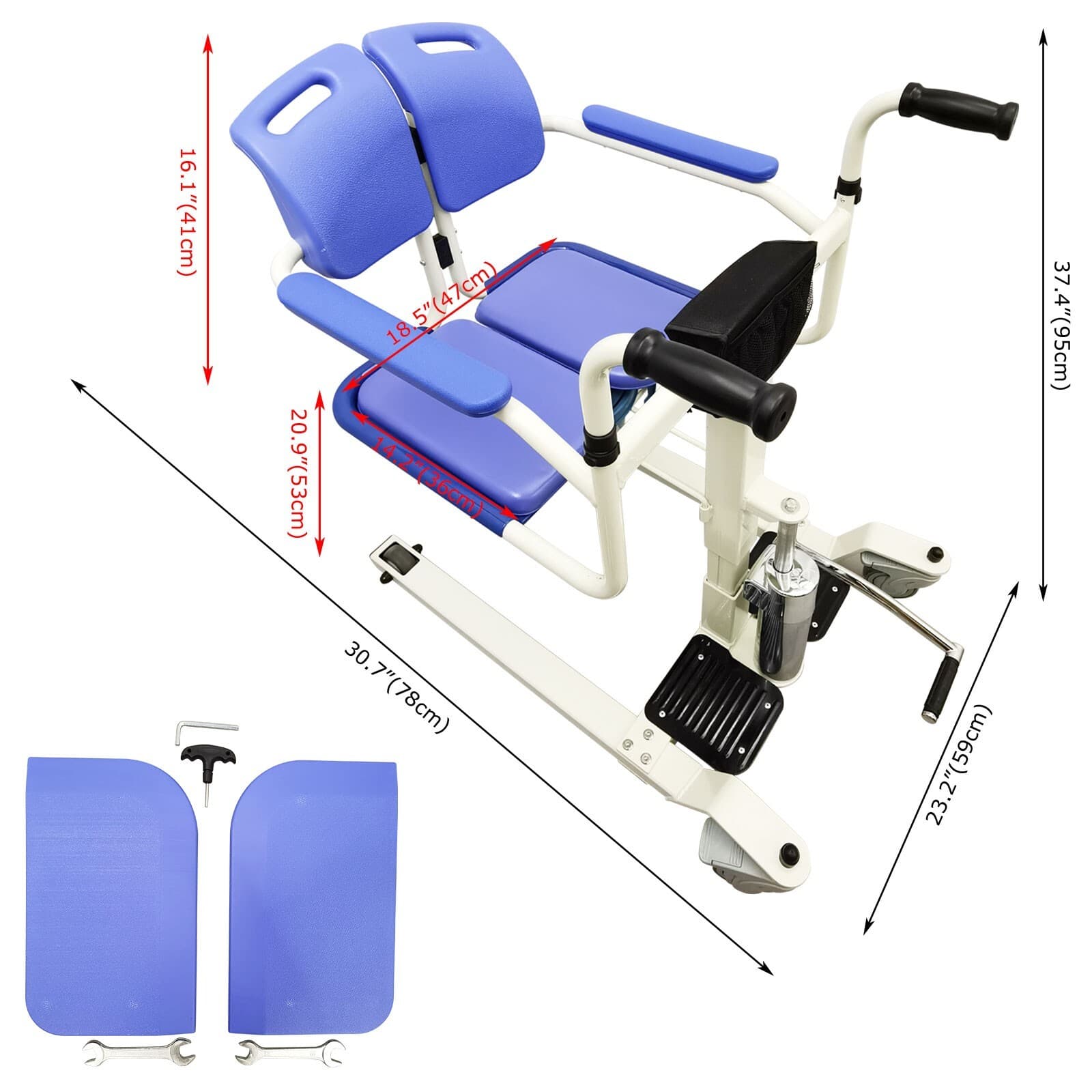 OPEN BOX  330LB Patient Lift Transfer Chair for Elderly/ Disabled with a Bed Pan 4