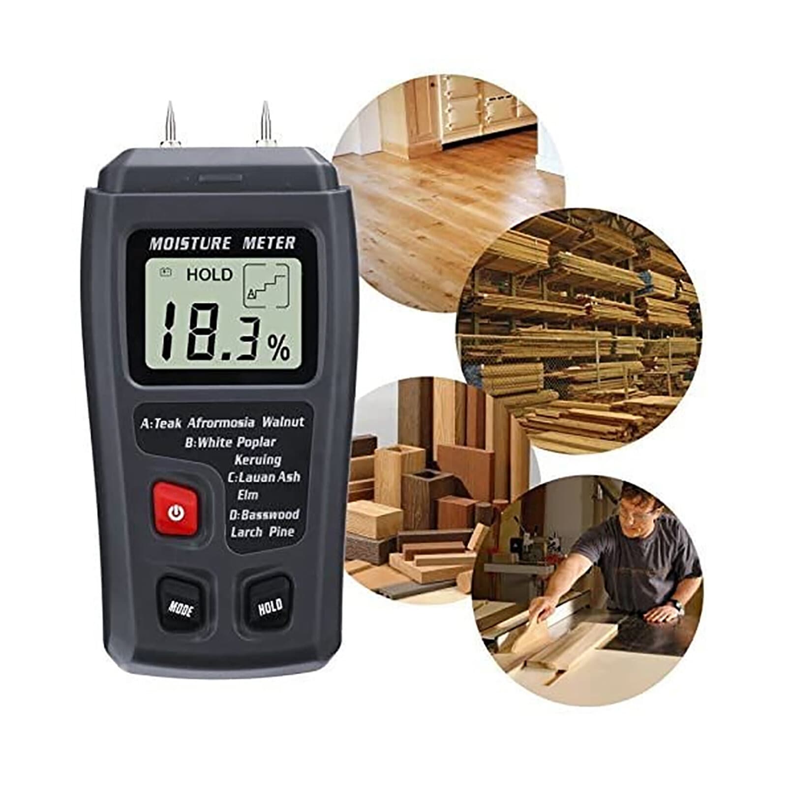 Digital LCD Wood Moisture Meter Detector Tester Wood Firewood Paper Cardboard 6