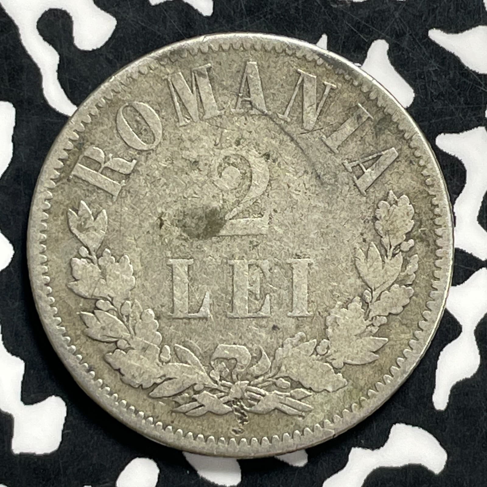 1873 Romania 2 Lei Lot#JM9978 Silver! Scarce! 2