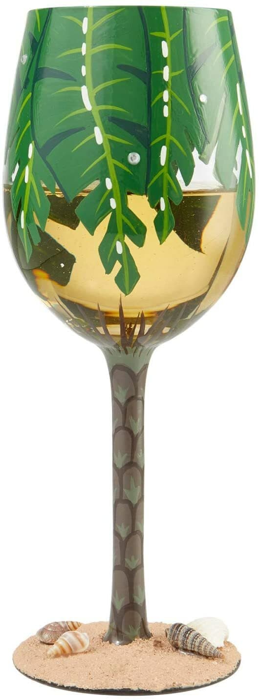 Enesco Designs by Lolita Palm Tree Artisan Wine Glass, 1 Count (Pack of 1), Mult 2
