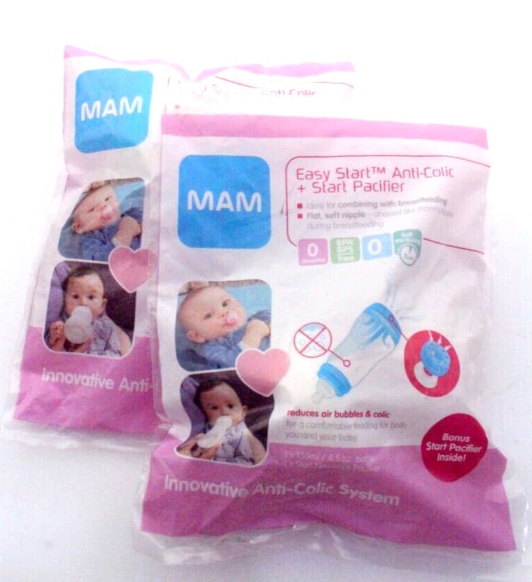 2-PACK / MAM Easy Start Anti-Colic 4.5-Ounce Bottle w/ Pacifier Set Teddy Bear