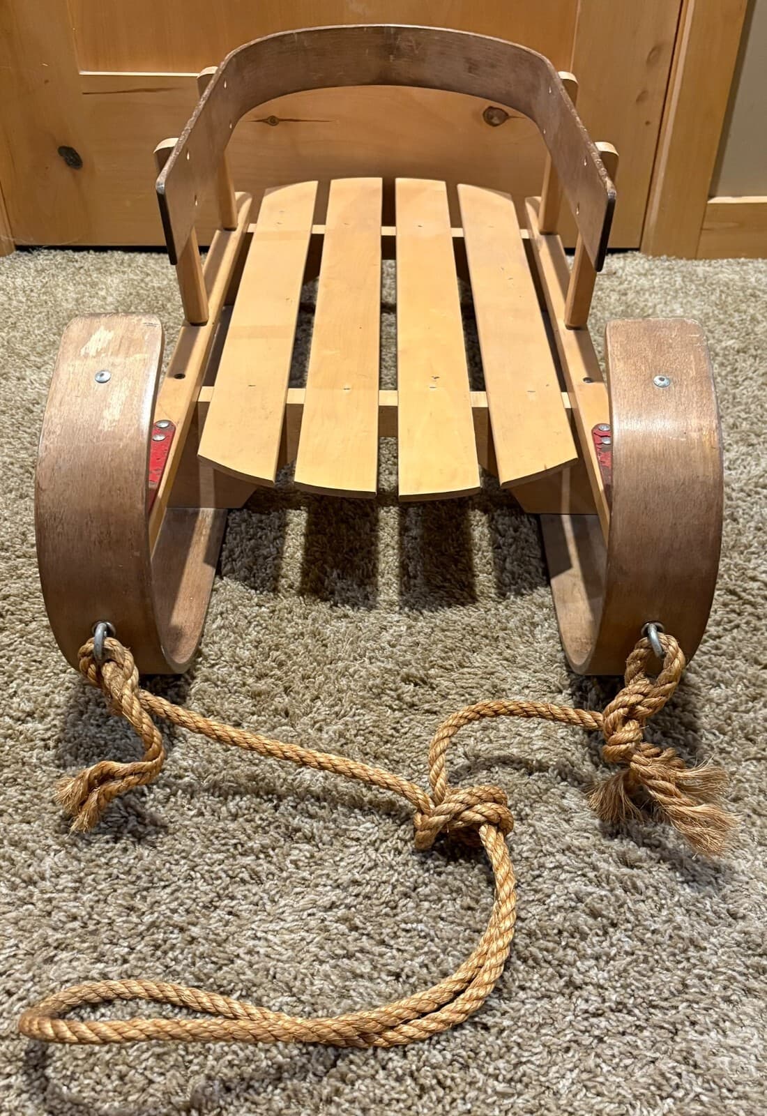 Boundary Waters vintage wood Kinder Sleigh kids childs Wooden Snow Sled 4