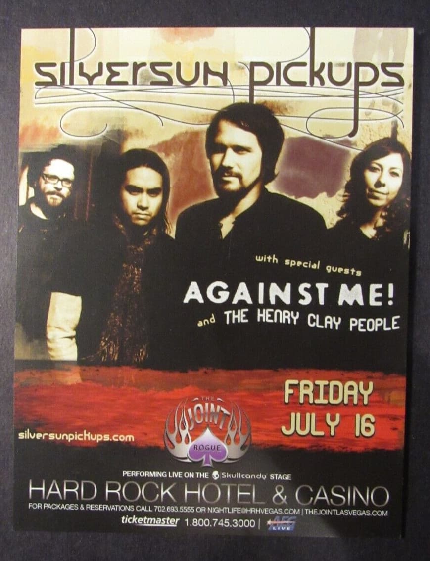 Silversun Pickups Against Me! Concert Promo Flyer Card 6"x4" Hard Rock Las Vegas 2