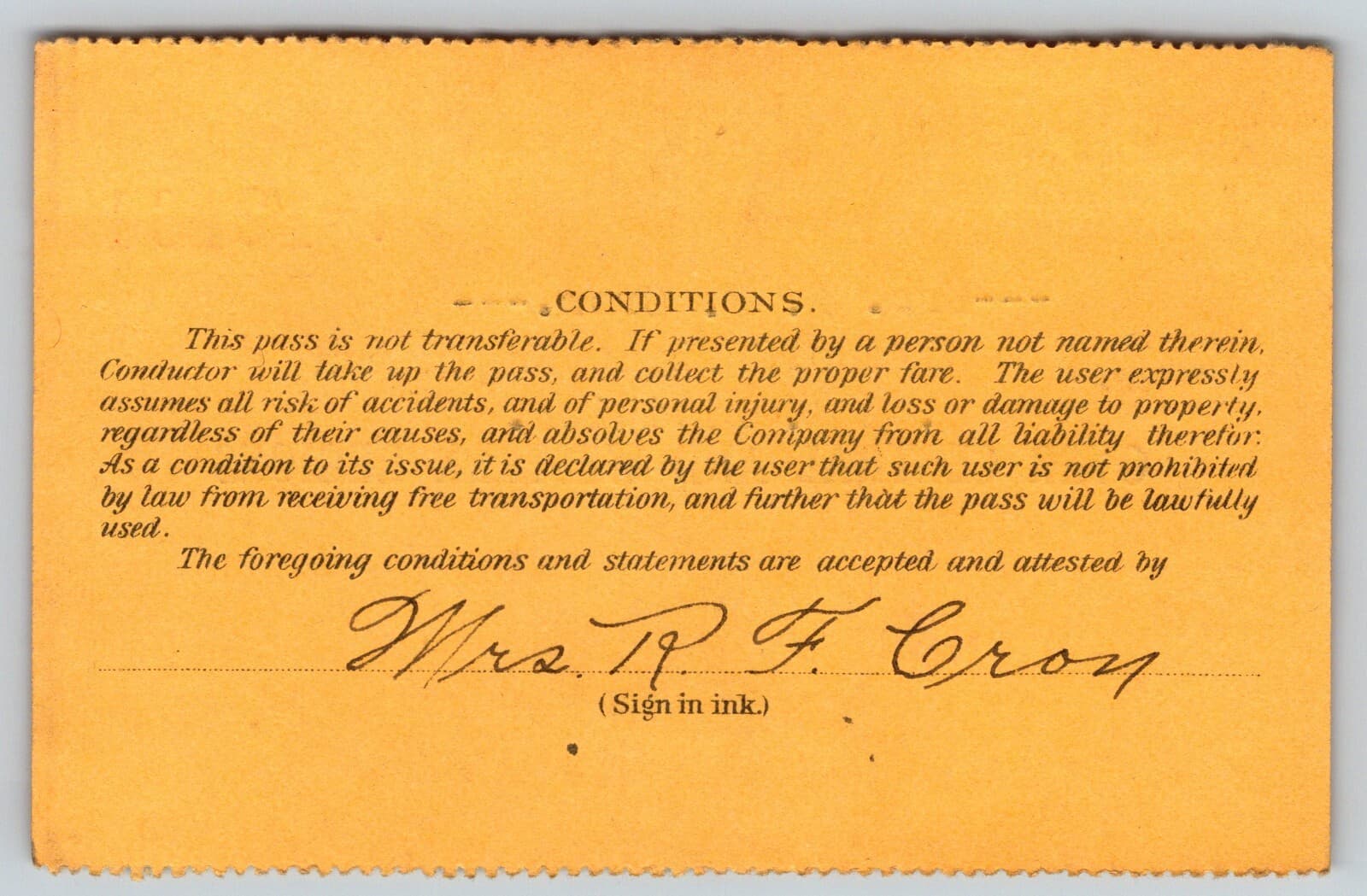 1928 Pennsylvania Railroad "Central Western" Employee Wife "Cron" Yearly Pass 2