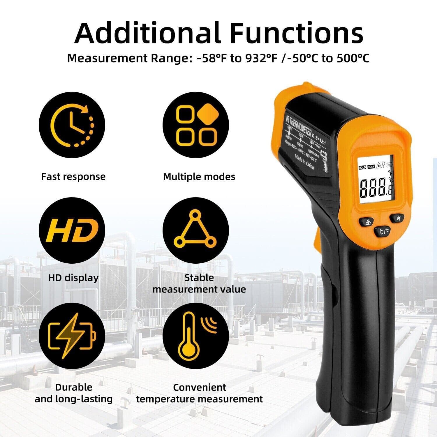 Infrared Thermometer Non-contact Digital Laser Infrared Temperature Gun 5