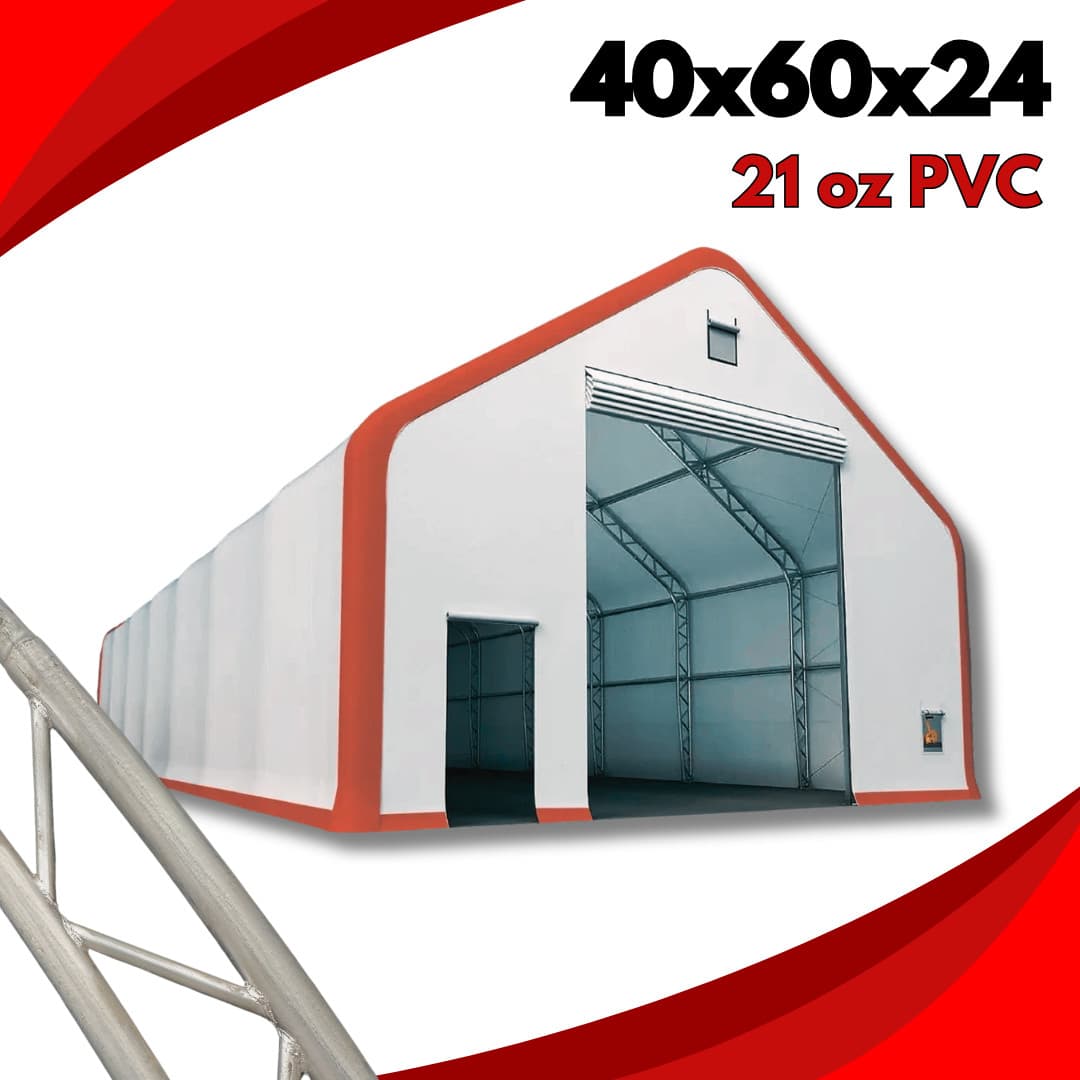 40x60x24 DUAL TRUSS PVC Fabric Canvas Storage Shelter Building Barn/ Shop NEW