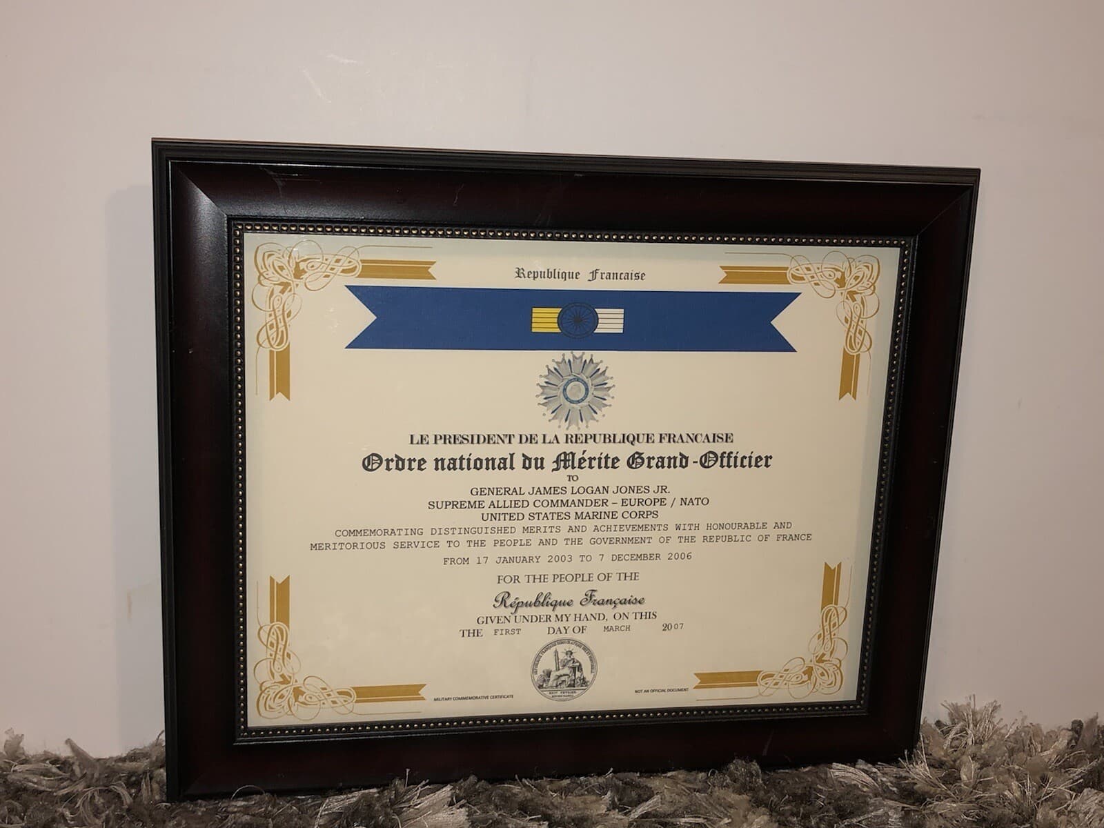 FRENCH NATIONAL ORDER OF MERIT / GRAND-OFFICER (COMMEMORATIVE CERTIFICATE) 5