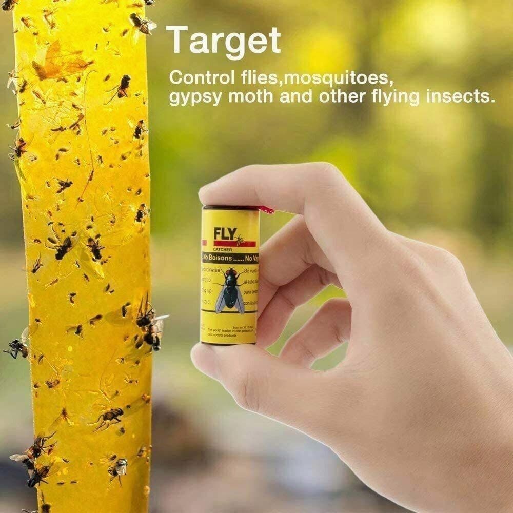 16 Fly Insect Catcher Paper Sticky Glue Bug Trap Killer Strong Roll Tape Strip 5