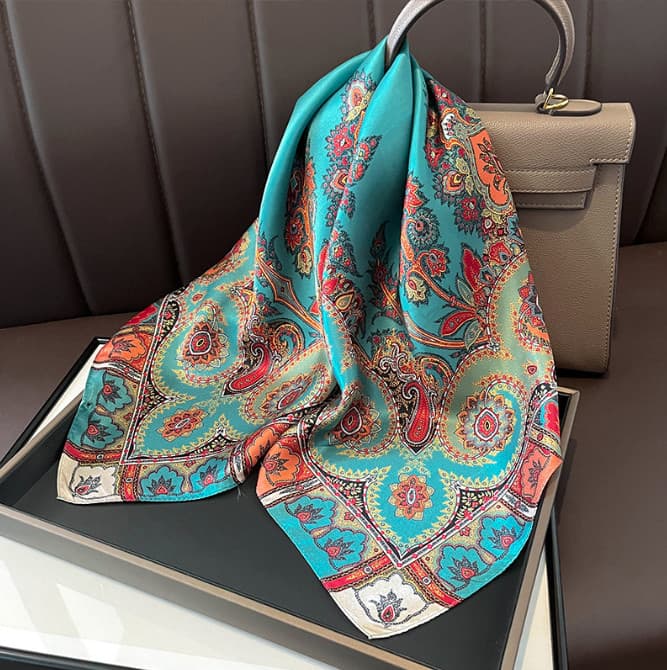 100% Silk Mulberry 26" square Scarf Women neckerchief Wrap floral NEW 2023