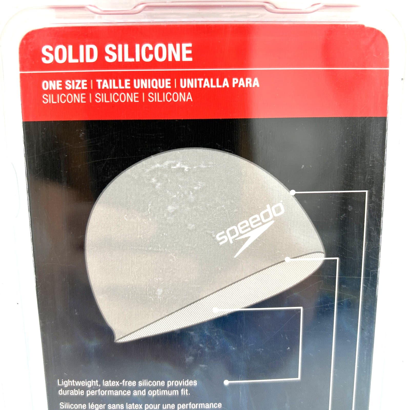 Speedo Adult Solid Silicone Dome Swim Cap Dark Teal One Size Stretch 3