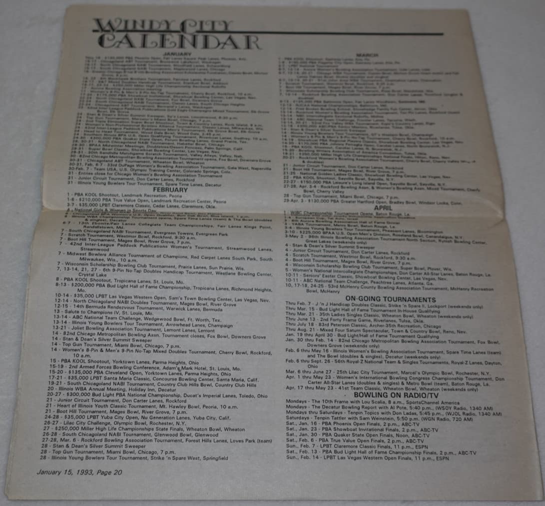 1993 Windy City Bowling News Chicago Area Original Newspaper 6