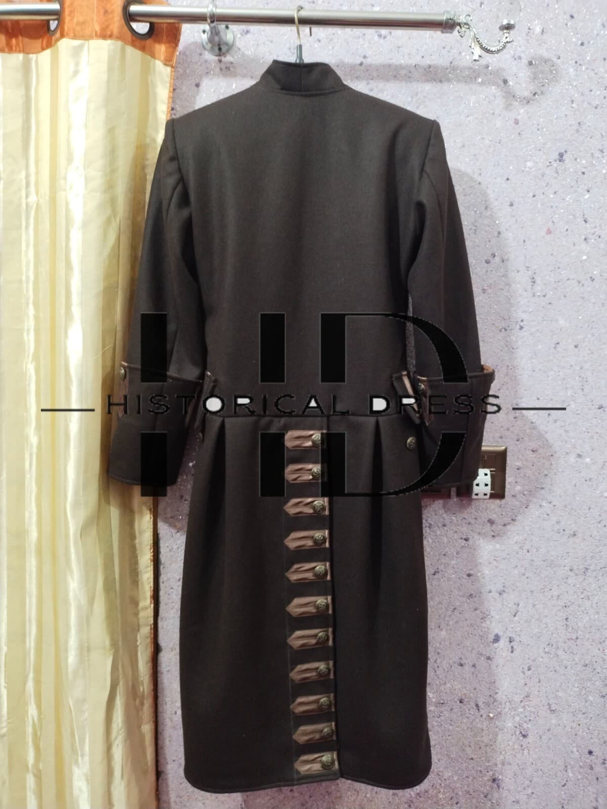 New 18th Century Men's Victorian Colonial Brown Wool Frock Coat Fast Shipping 4