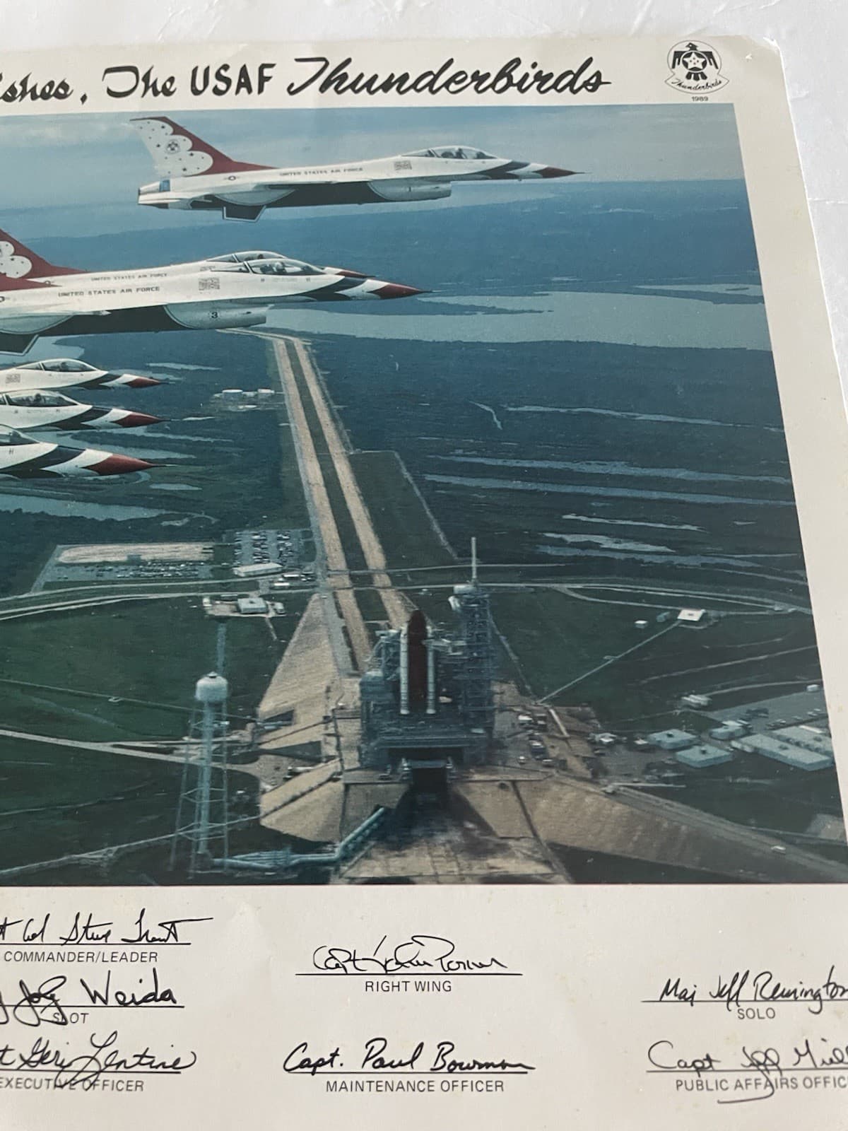 1989 USAF Thunderbirds Team Print Kennedy Space Center Shuttle Launch Pad Flyby 5