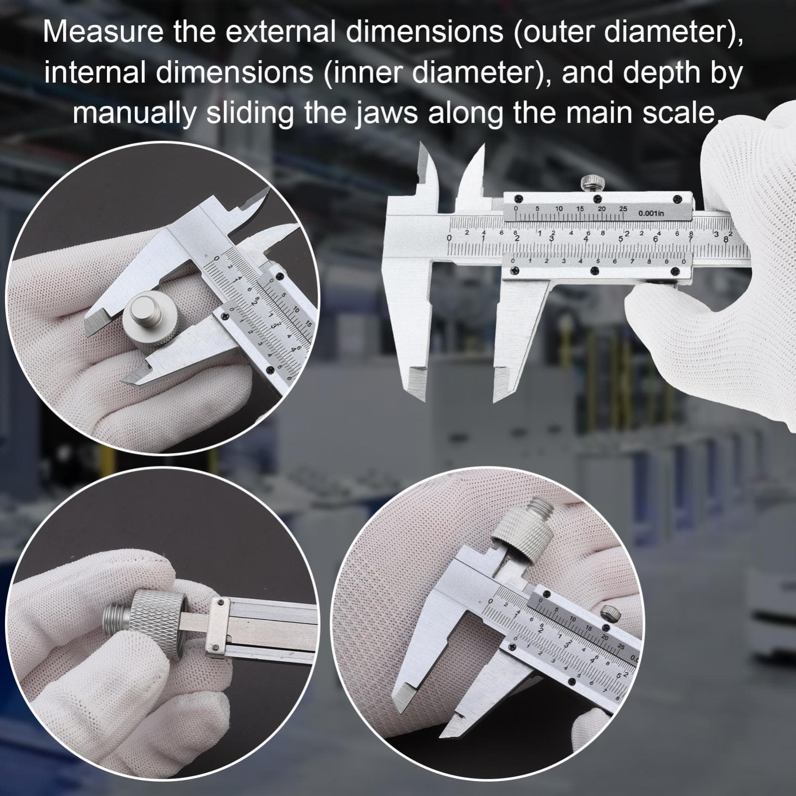 Carbon Steel Vernier Caliper 150mm Gauge Micrometer Measure Tool w/ Clean Cloth 4