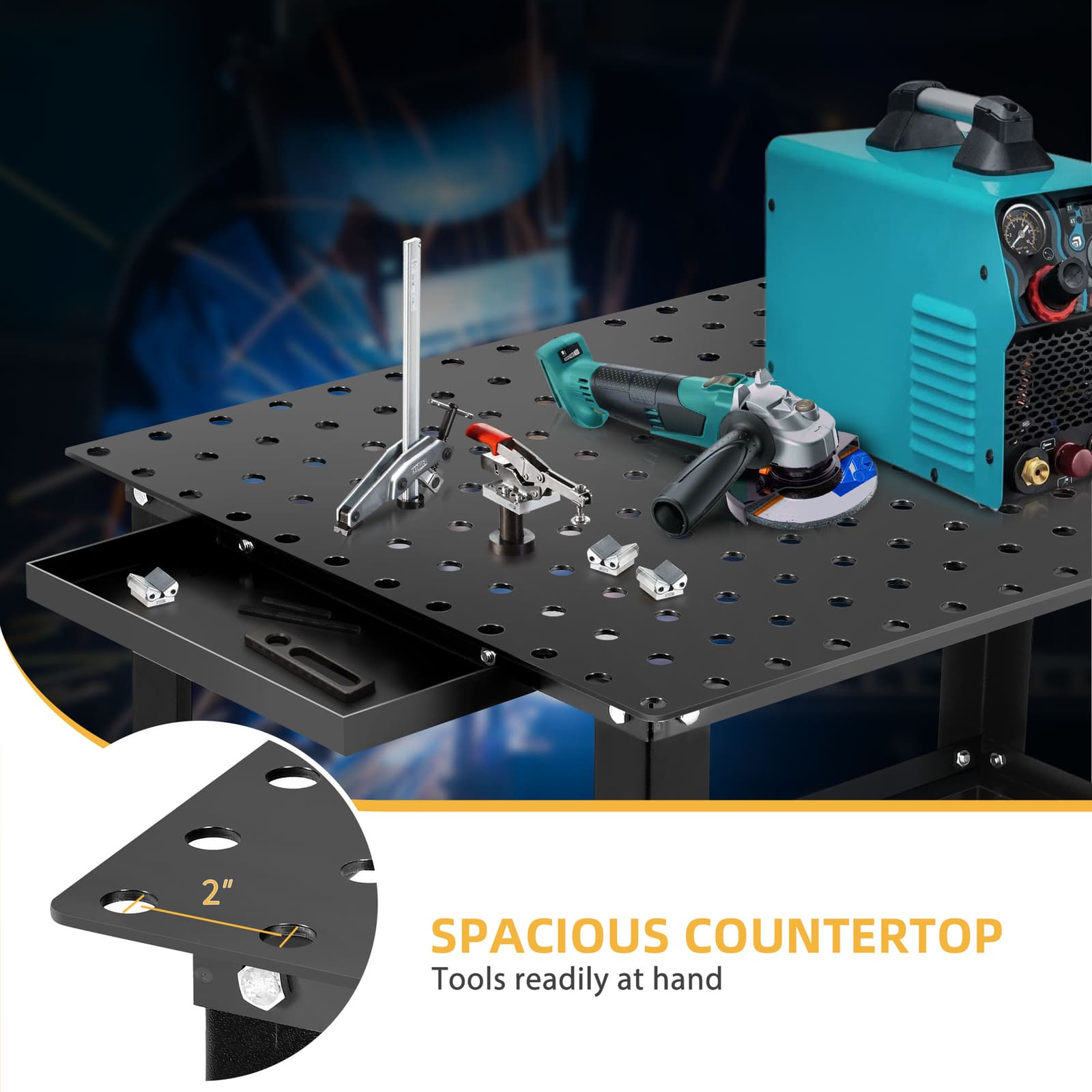 36" x 24" Welding Table Top with 5/8" Holes Welding Table 1320lb Load Capacity 6