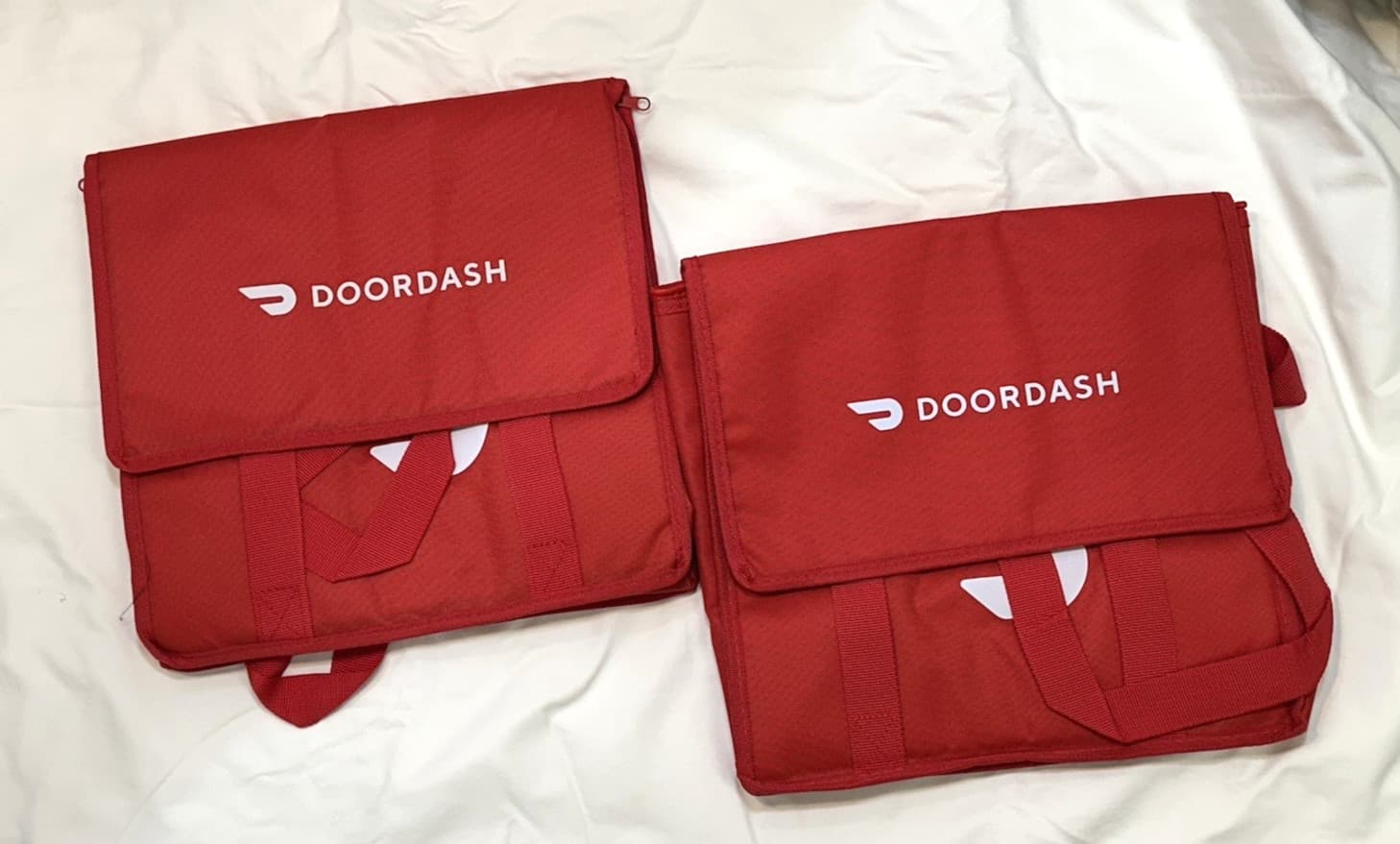 Lot of 2 ~ DOORDASH ~ 14x14x9 ~ HD Thicker Insulated Delivery Bag / Tote ~