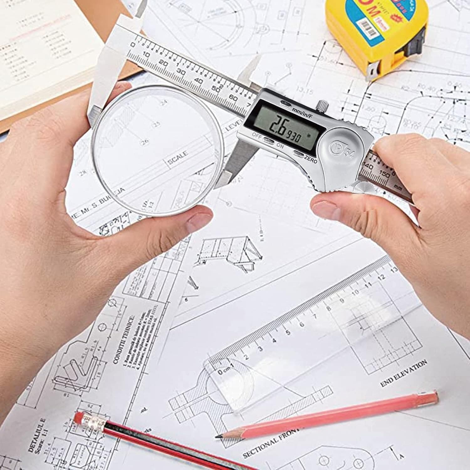 Digital Caliper Micrometer Measuring Tool 6 Inch /150mm Stainless Steel Electron 6