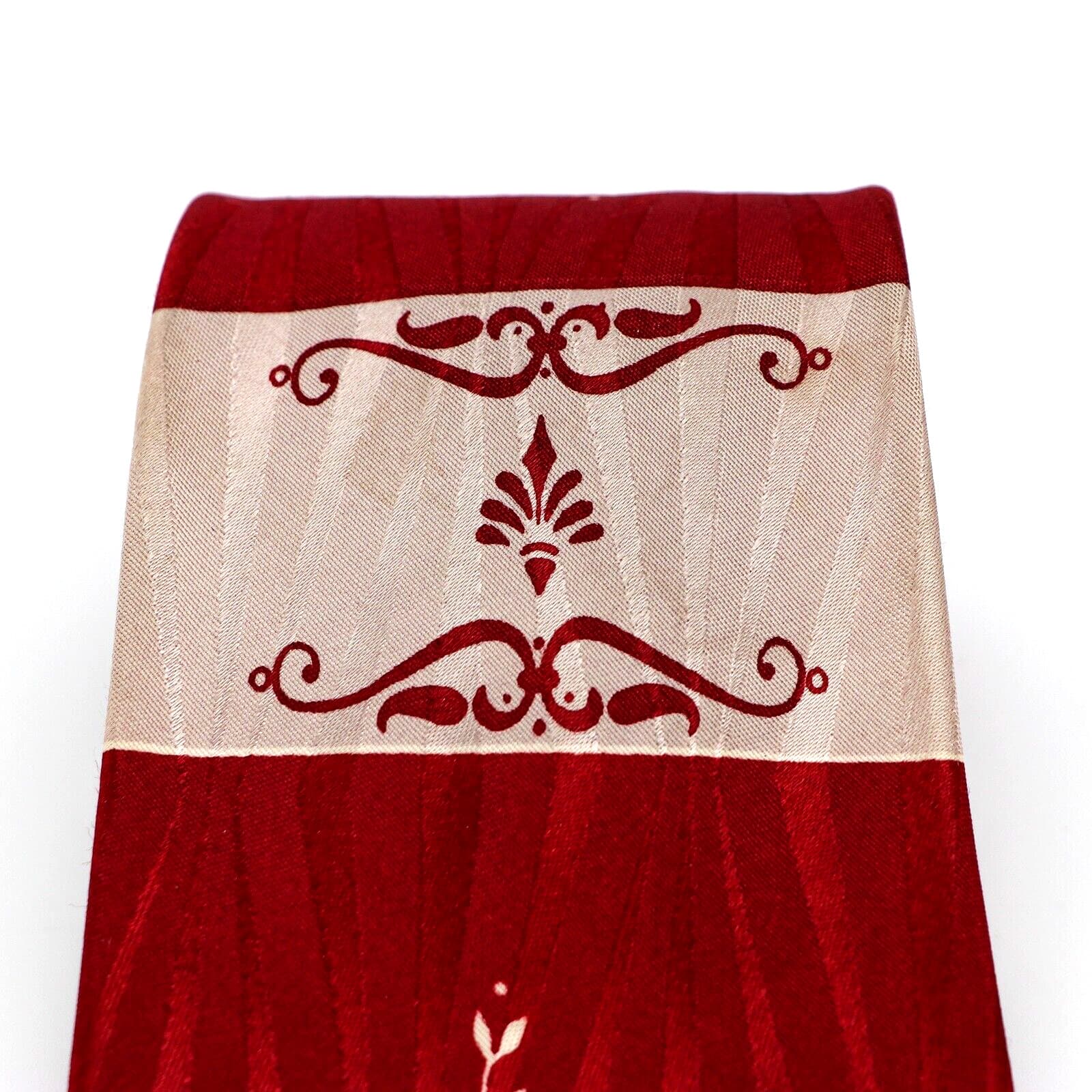 Vintage 40s 50s Men's Necktie Swing Rockabilly Satin Damask Red Cream 51"x 3.5" 3