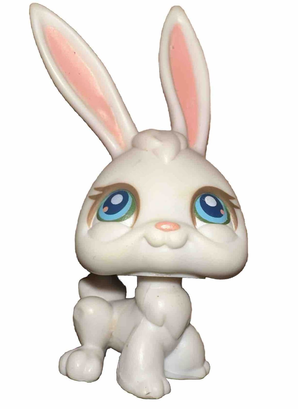  LITTLEST PET SHOP WHITE EASTER BUNNY RABBIT LONG EAR BLUE EYE FIGURINE TOY 