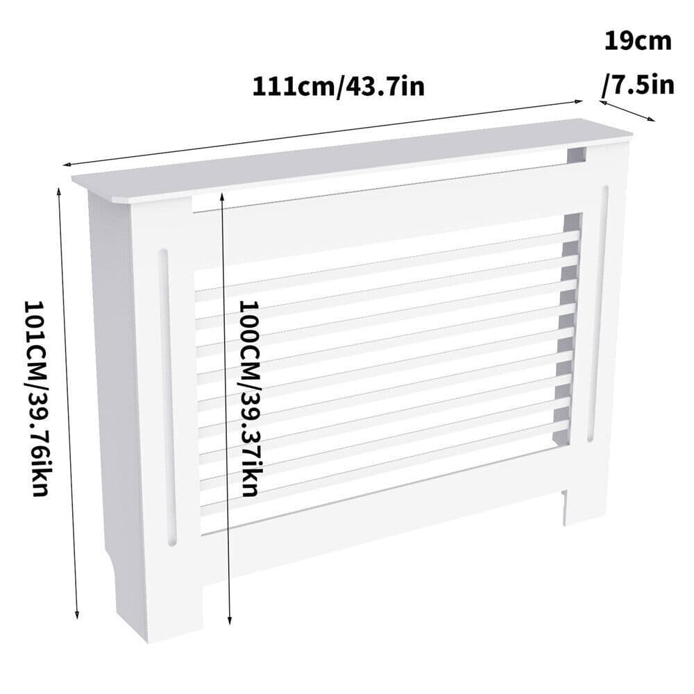 Multi-size Modern White/Gray Wooden Radiator Cover Durable MDF Slatted Grille US