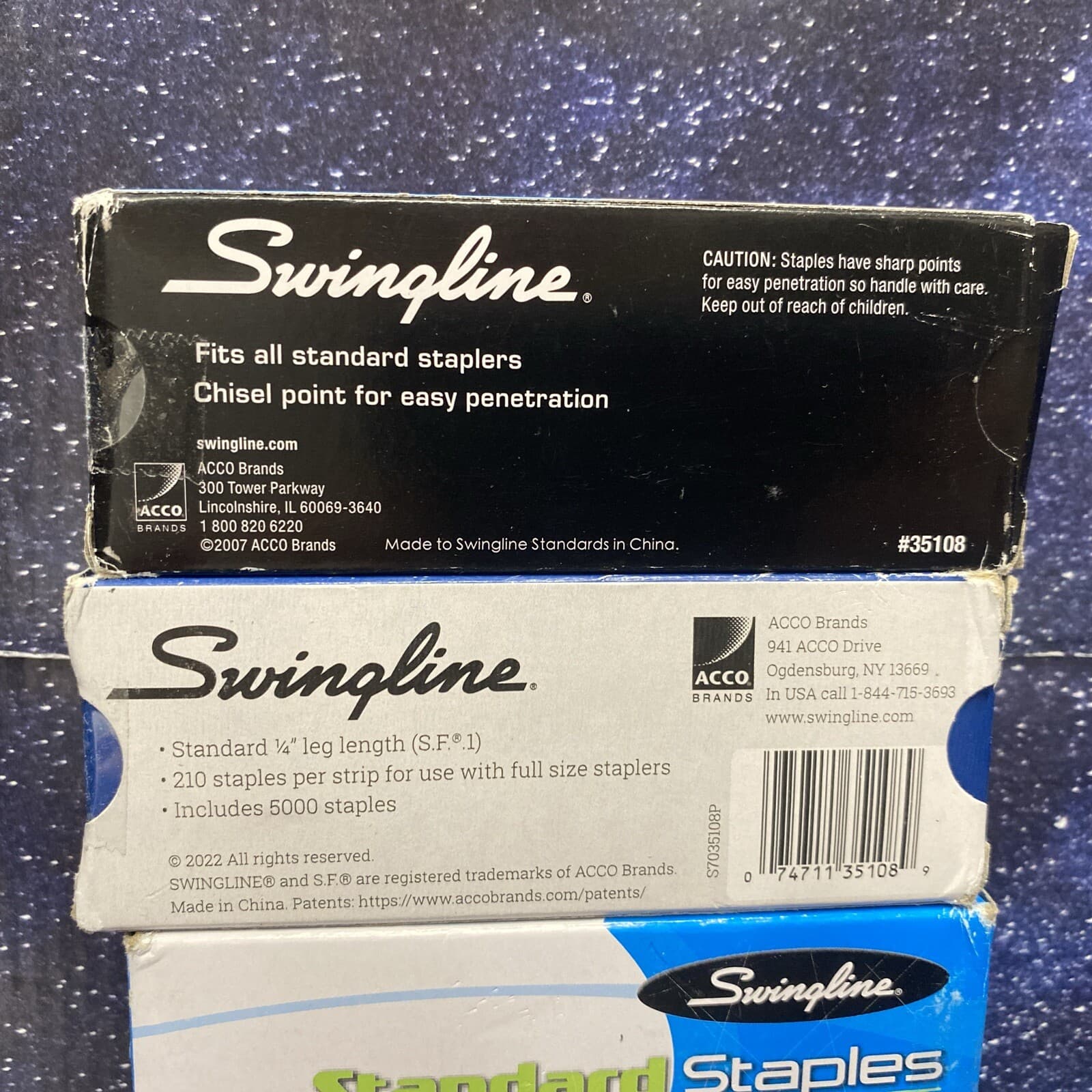 4Pack Of Swingline Staples Standard 1/4 inches Length 210/Strip 5000/Box X4 2