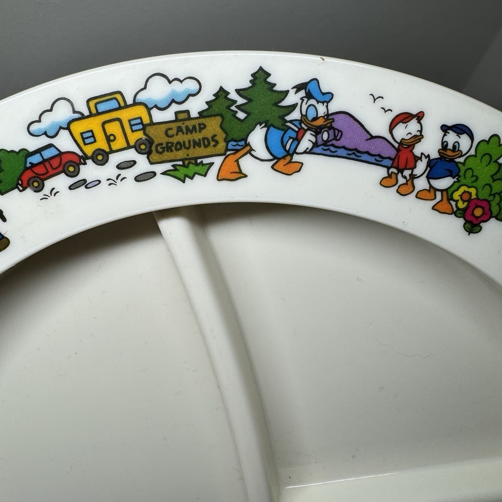 Vintage Disney Mickey Mouse Sectioned Divided Plate Train Melamine 4