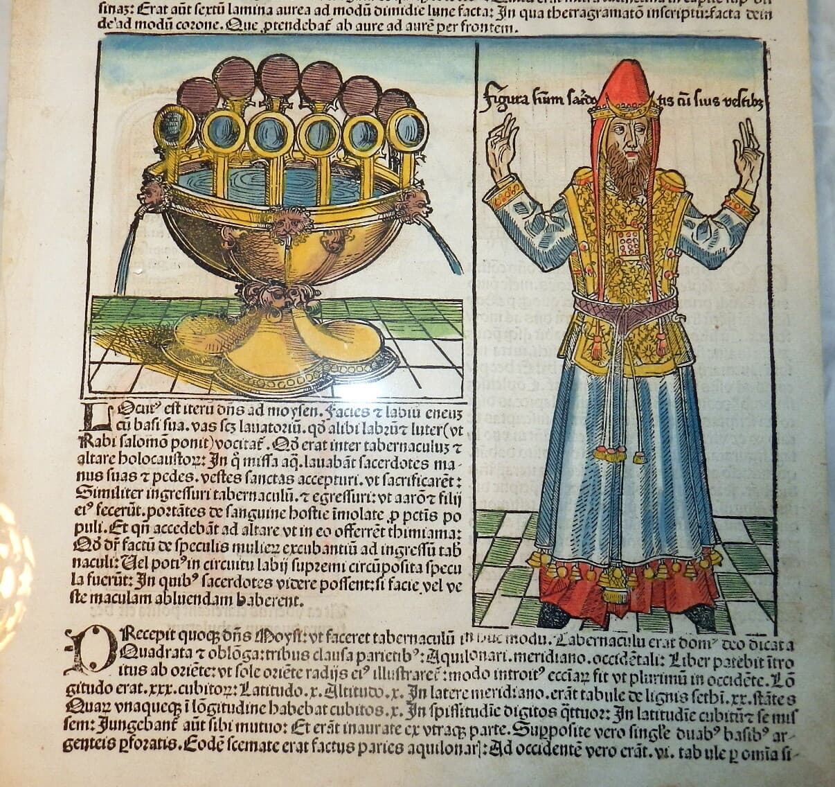 1493 Incunable leaf LIBER CHRONICARUM Tabernacle, Priestly Vestments Judaica 3