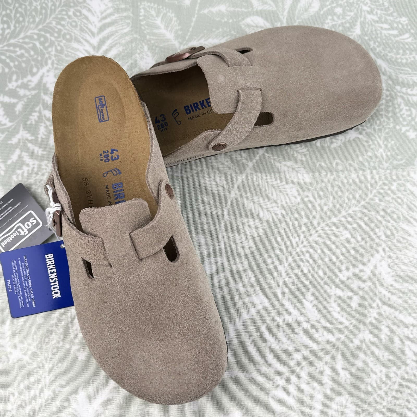 Birkenstock Boston Taupe Suede Soft Footbed Men's Clog Shoes Wide Size 42-45 5