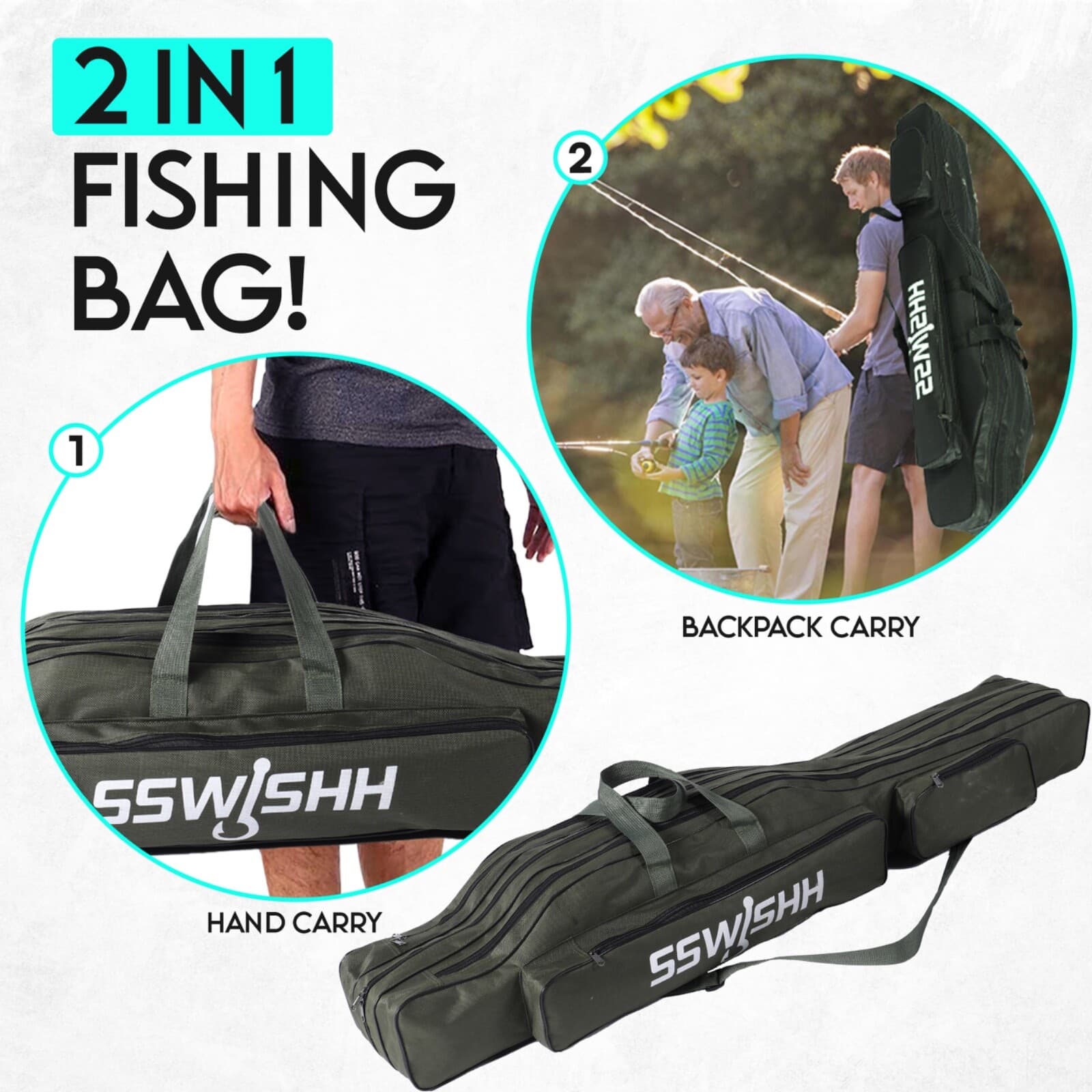 Fishing Rod Case - 3 Layers Fishing Pole Bag Portable Carry Storage Case 130cm 6
