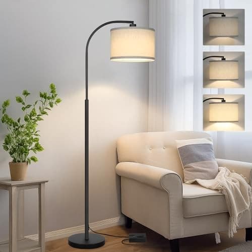  Modern Floor Lamp for Living Room, Arc Floor Lamp with Adjustable Black