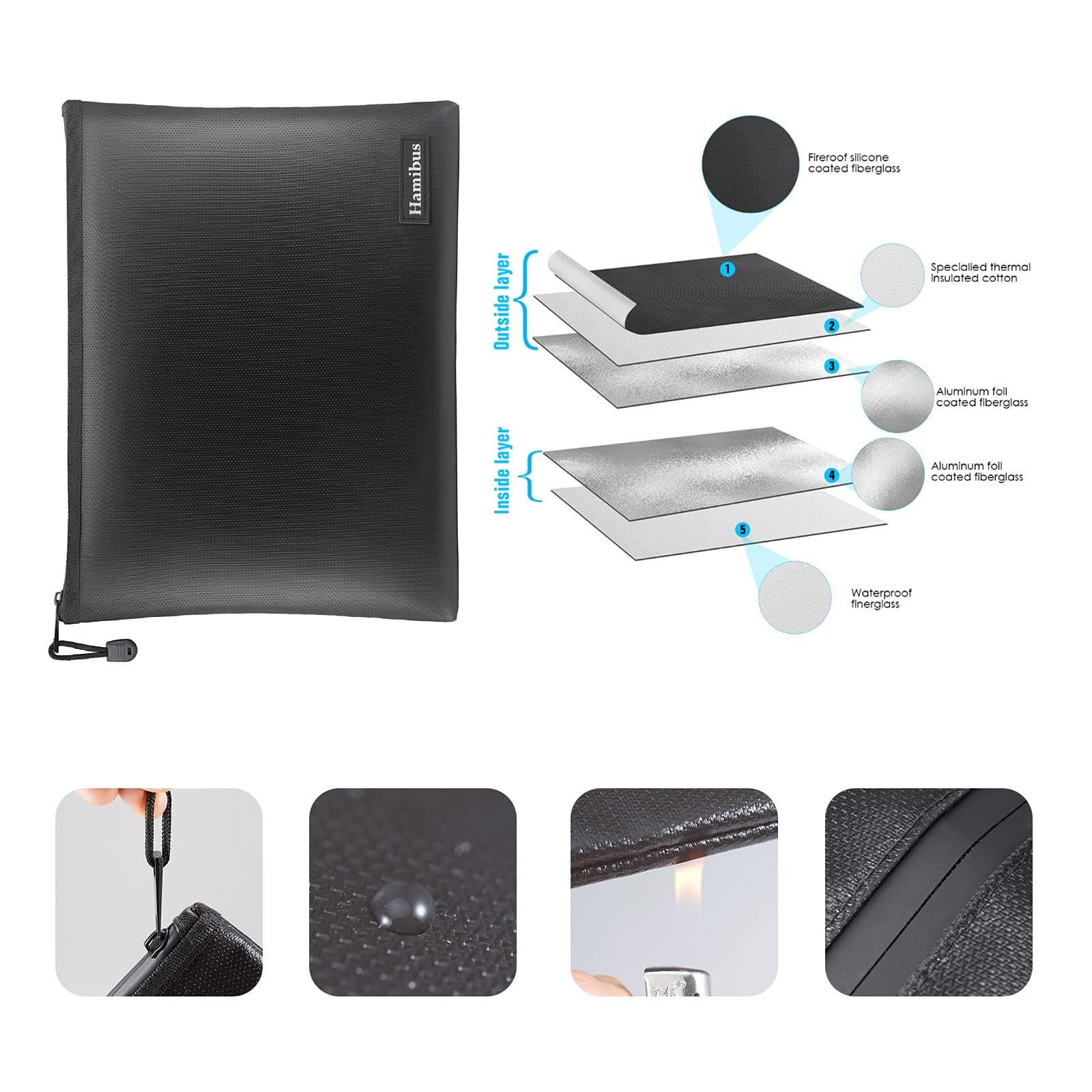 2000 ℉ fireproof money bag, fireproof document bag, waterproof and safe cash- 4