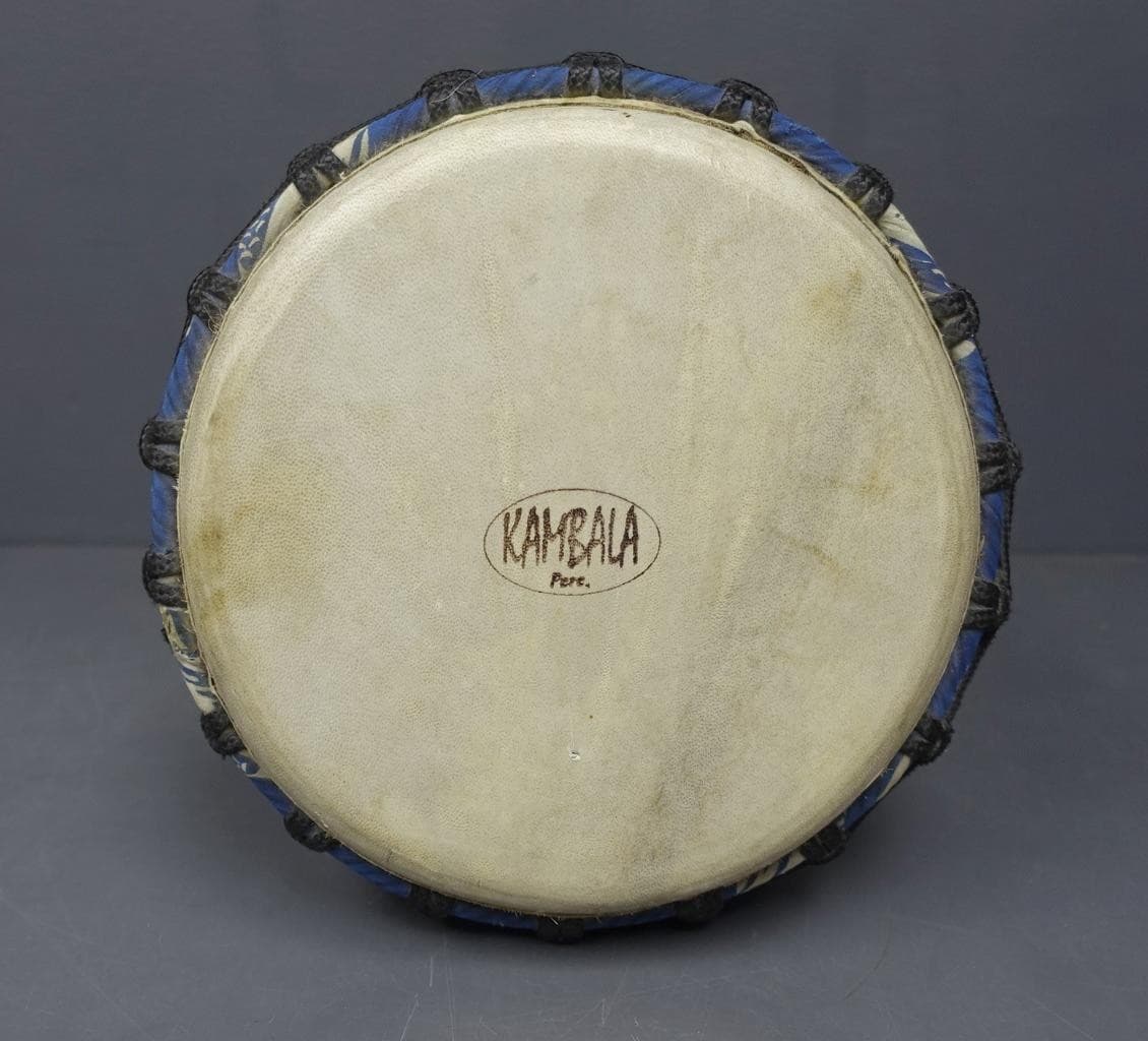 KAMBALA Hand Carved Folk Drum 10"D x 20"H Goat Skin Head 2