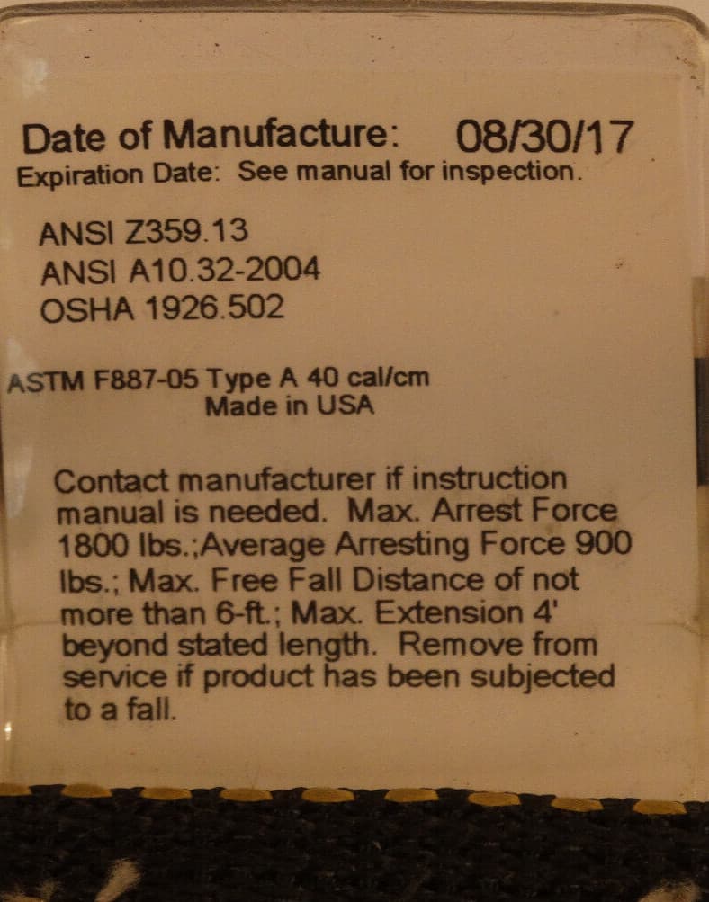 Honeywell Miller SofStop Series Shock Absorbing Web Lanyard 6ft/9000lbs 5